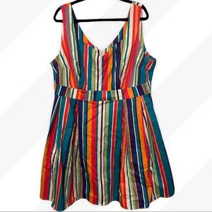 Rainbow V-Neck A-Line Dress
